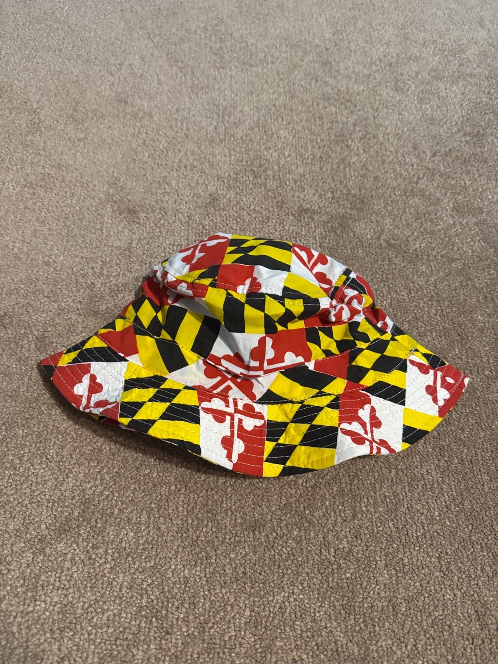 Maryland Flag Pattern Bucket Hat - Red, Yellow, Black, White